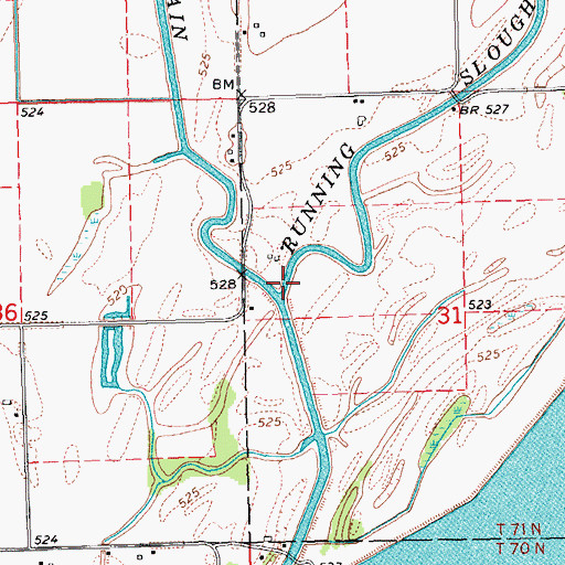 Topographic Map of Running Slough Drain, IA
