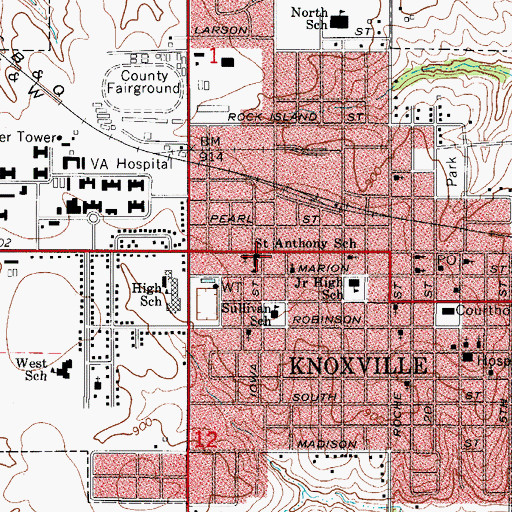 Topographic Map of Saint Anthony School, IA