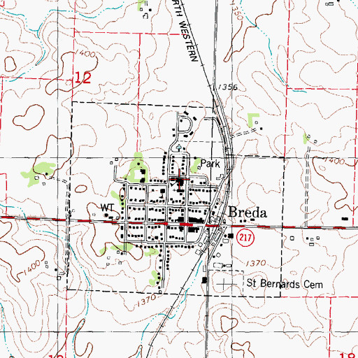 Topographic Map of Saint Bernard High School, IA
