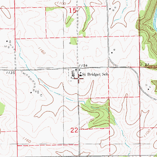 Topographic Map of Saint Bridget School, IA