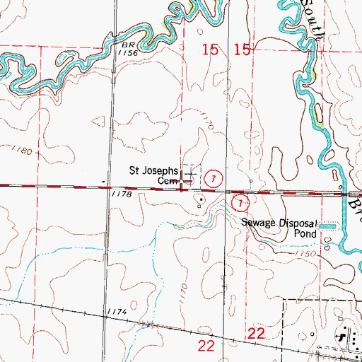 Topographic Map of Saint Josephs Cemetery, IA