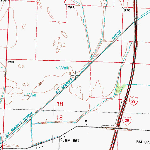 Topographic Map of Saint Marys Ditch, IA