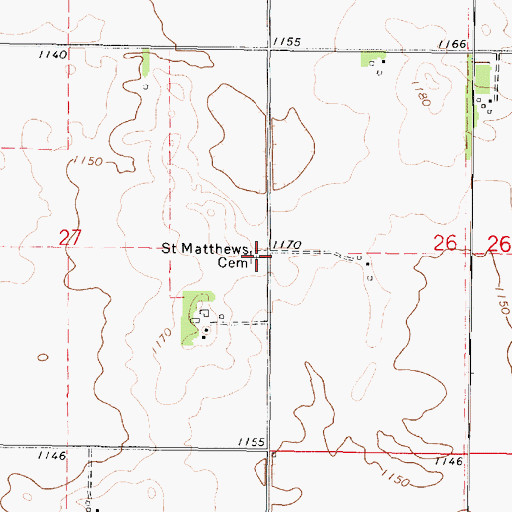 Topographic Map of Saint Matthews Cemetery, IA