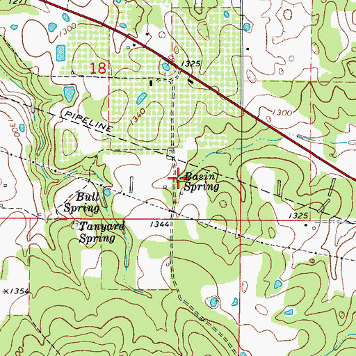 Topographic Map of Basin Spring, AR