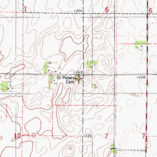 Topographic Map of Saint Peter's Lutheran Cemetery, IA