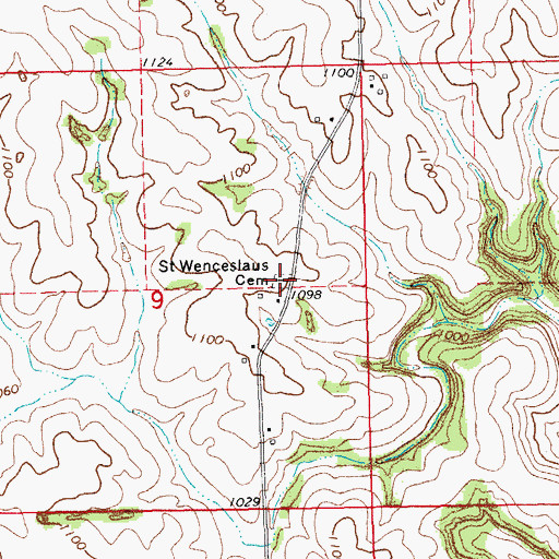 Topographic Map of Saint Wenceslaus Cemetery, IA