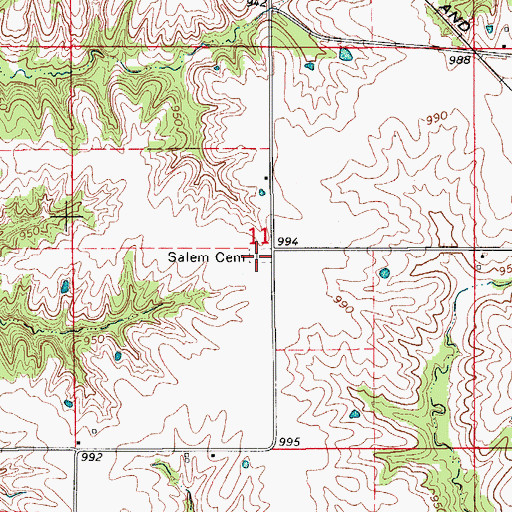 Topographic Map of Salem Cemetery, IA