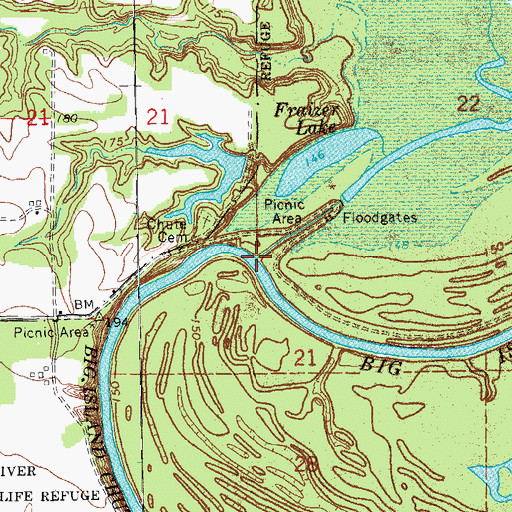 Topographic Map of Bass Creek, AR