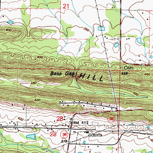 Topographic Map of Bass Gap, AR