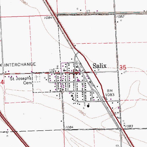 Topographic Map of Salix, IA