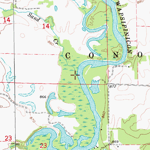 Topographic Map of Sand Creek, IA