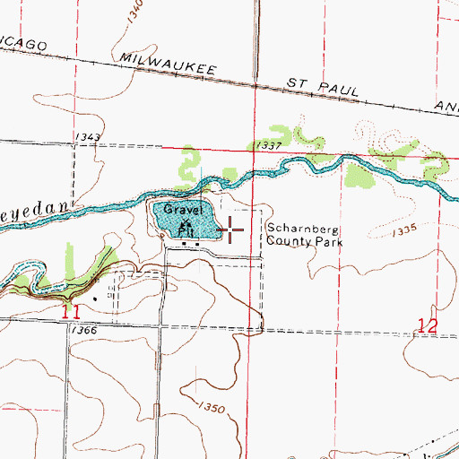 Topographic Map of Scharnberg County Park, IA