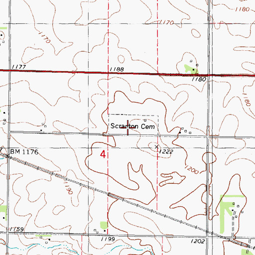 Topographic Map of Scranton Cemetery, IA