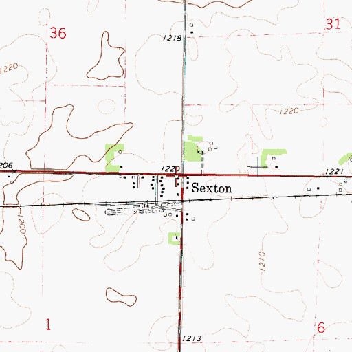 Topographic Map of Sexton, IA
