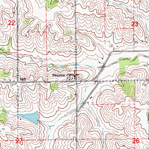 Topographic Map of Sharon Church, IA