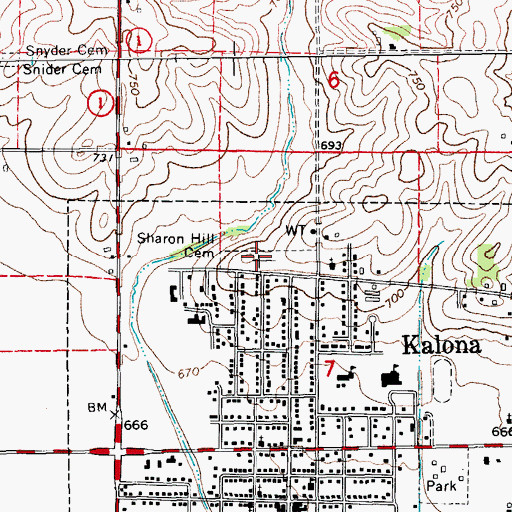 Topographic Map of Sharon Hill Cemetery, IA