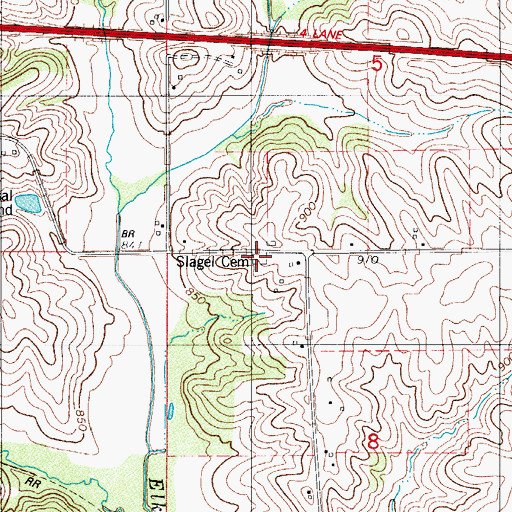 Topographic Map of Slagel Cemetery, IA