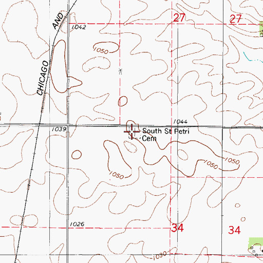 Topographic Map of South Saint Petri Cemetery, IA