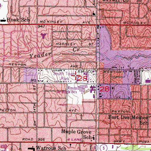 Topographic Map of South Town Park, IA