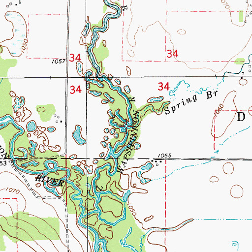 Topographic Map of Spring Branch, IA