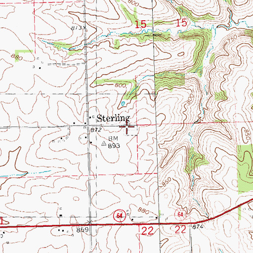 Topographic Map of Sterling Cemetery, IA