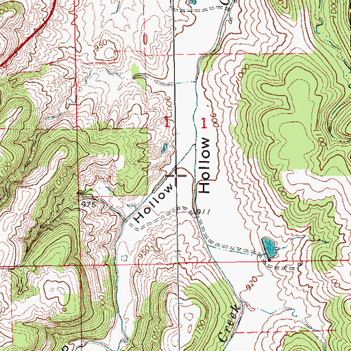 Topographic Map of Sugar Camp Hollow, IA