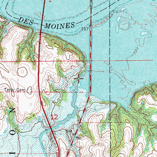 Topographic Map of Teter Creek, IA