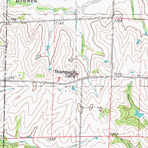 Topographic Map of Thompson Cemetery, IA