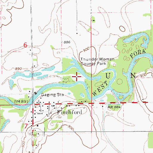 Topographic Map of Thunder Woman County Park, IA