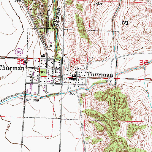 Topographic Map of Thurman, IA