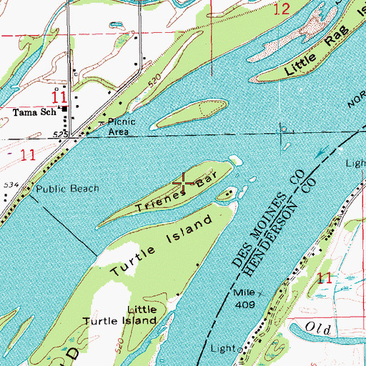 Topographic Map of Trienes Bar, IA