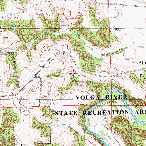 Topographic Map of Volga River State Recreation Area, IA