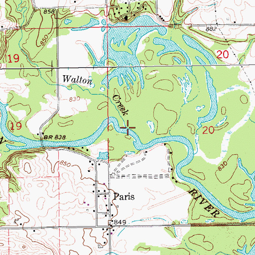 Topographic Map of Walton Creek, IA