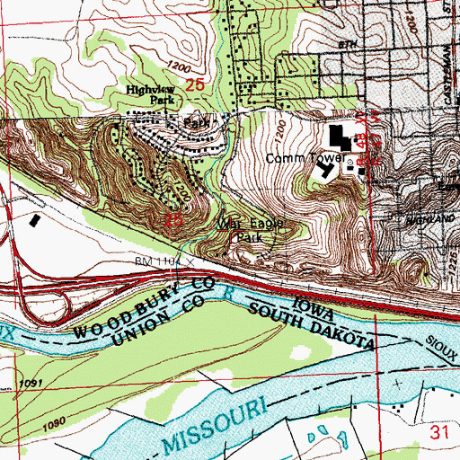 Topographic Map of War Eagle Park, IA