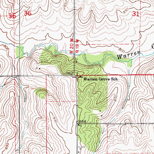 Topographic Map of Warren Grove School, IA