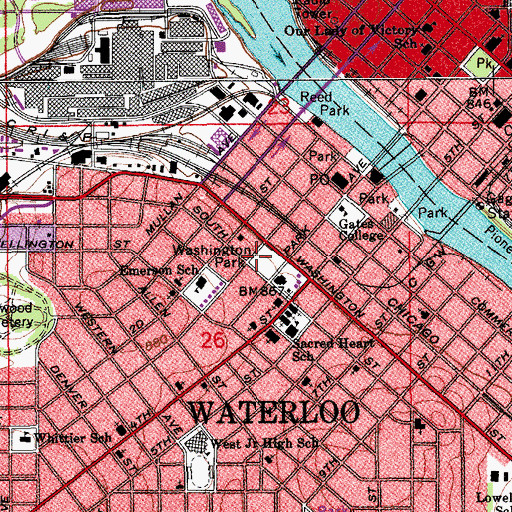 Topographic Map of Washington Park, IA