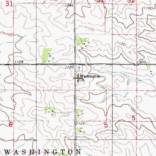 Topographic Map of Washington Reformed Church, IA