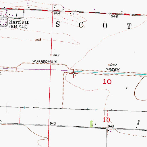 Topographic Map of Waubonsie Creek Ditch, IA