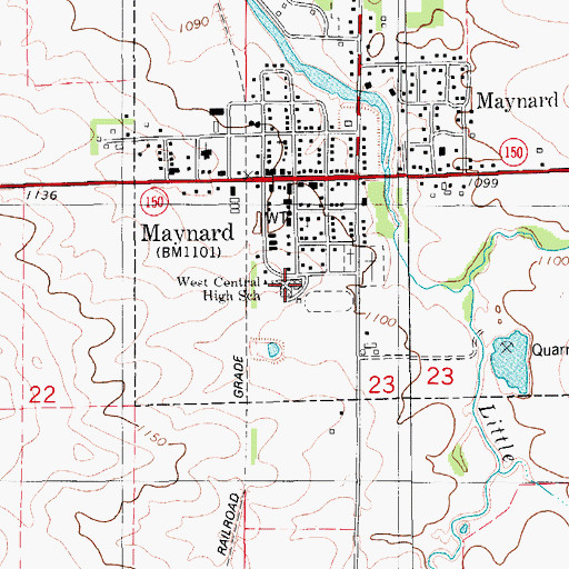 Topographic Map of Maynard Elementary School, IA