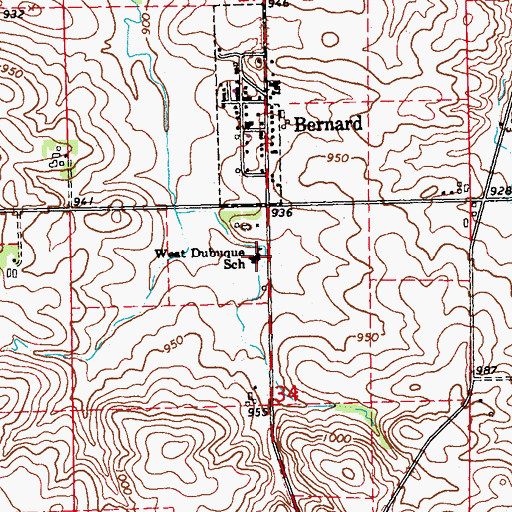 Topographic Map of Bernard Elementary School, IA