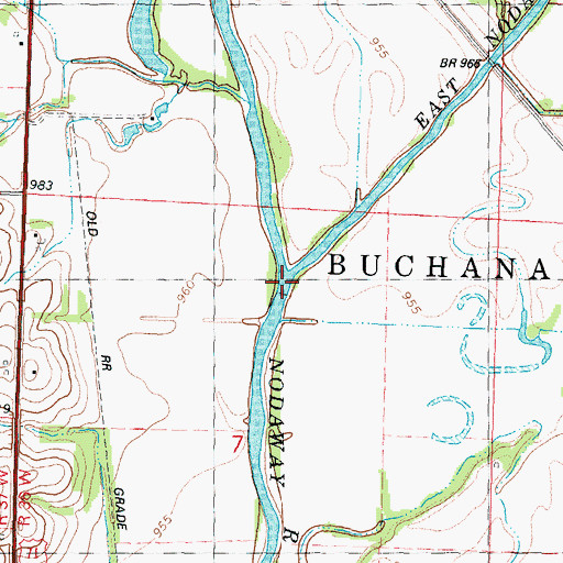 Topographic Map of West Nodaway River, IA