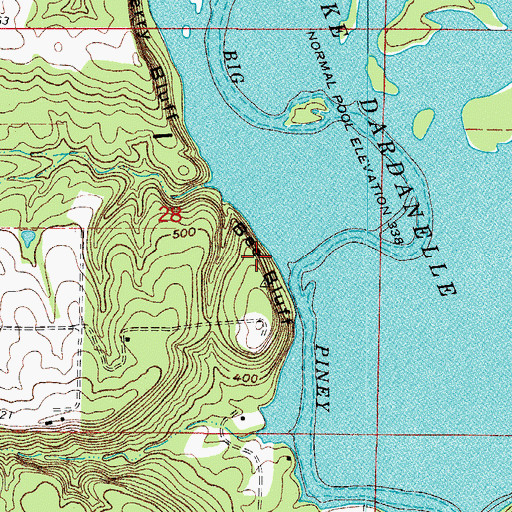 Topographic Map of Bee Bluff, AR