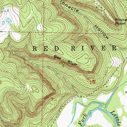 Topographic Map of Bee Bluff, AR