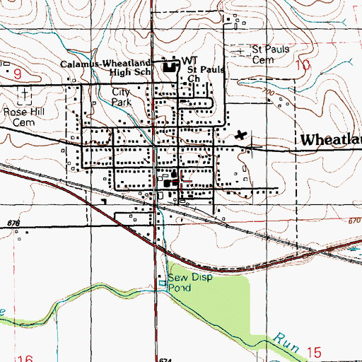 Topographic Map of Wheatland, IA