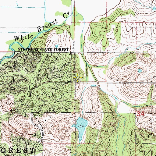 Topographic Map of Whiteoak School, IA