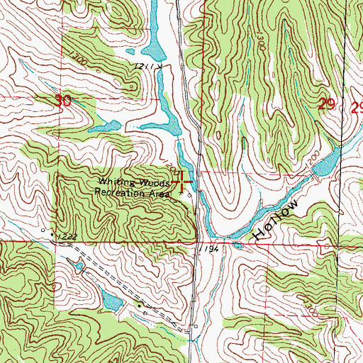 Topographic Map of Whiting Woods Recreation Area, IA