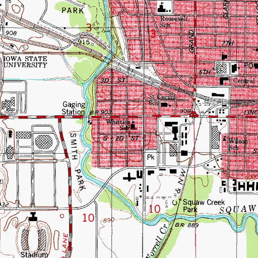 Topographic Map of Whittier School, IA