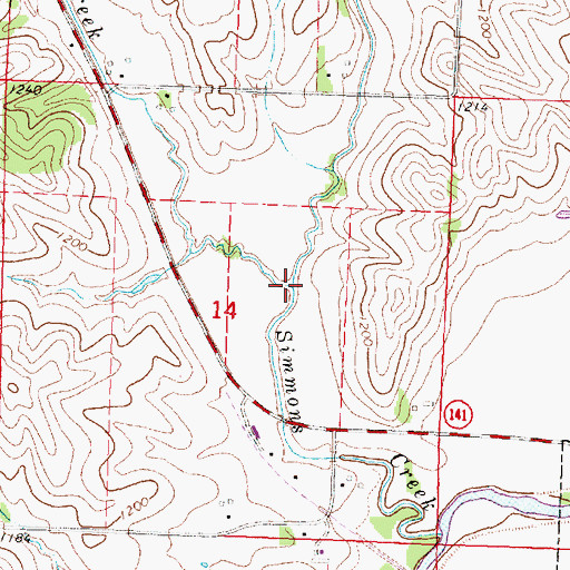Topographic Map of Willow Creek, IA
