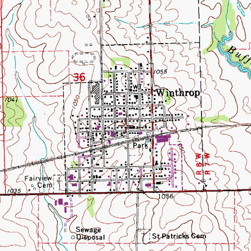 Topographic Map of Winthrop, IA