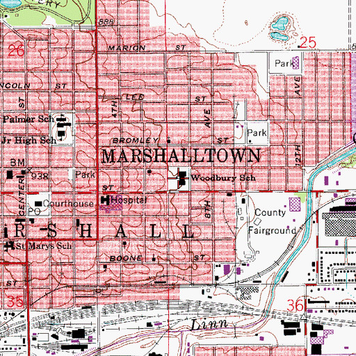 Topographic Map of Woodbury Elementary School, IA